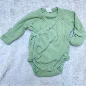 Kate Quinn 0-3M long sleeve kimono bodysuit |  sage green | organic skinny rib